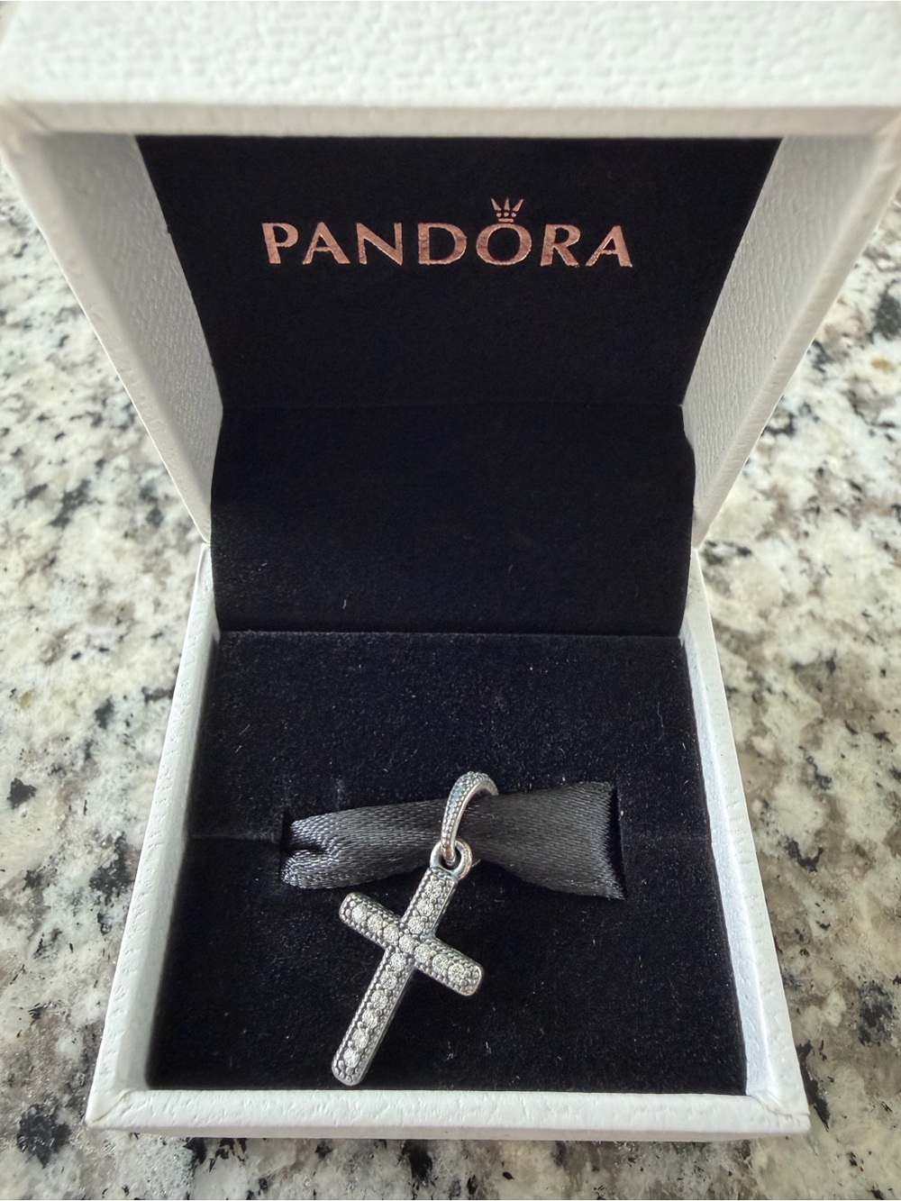 NEW Pandora Pavé Cross Charm Pendant in Silver